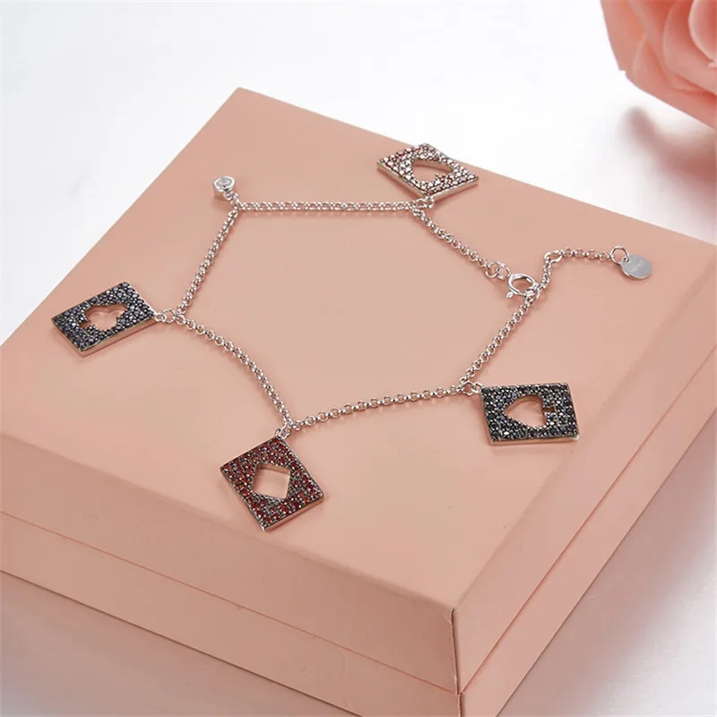 

ZOZIRI brand delicate Poker element bracelet for women Unique card bracelet shiny 925 sterling silver funny summer style jewelry