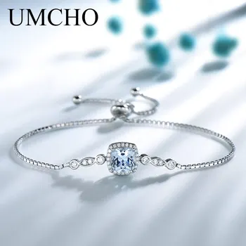 

UMCHO Nano Aquamarine Bracelets for Women Solid 925 Sterling Silver Gemstone Fine Jewelry