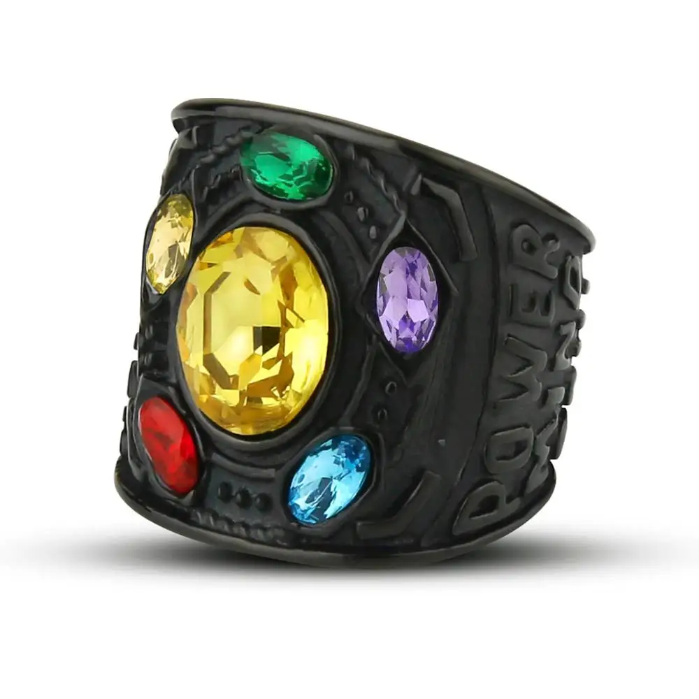 EdgLifU Marvel, Мстители, танос, кольца, золото, бесконечная сила, рукавица, Кристальное кольцо для мужчин, нержавеющая сталь, бесконечность войны, мужской брелок