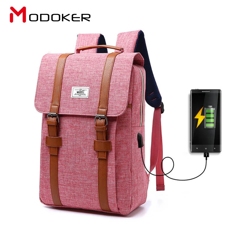 Рюкзак Modoker для ноутбука в Корейском стиле унисекс с внешним USB интерфейсом
