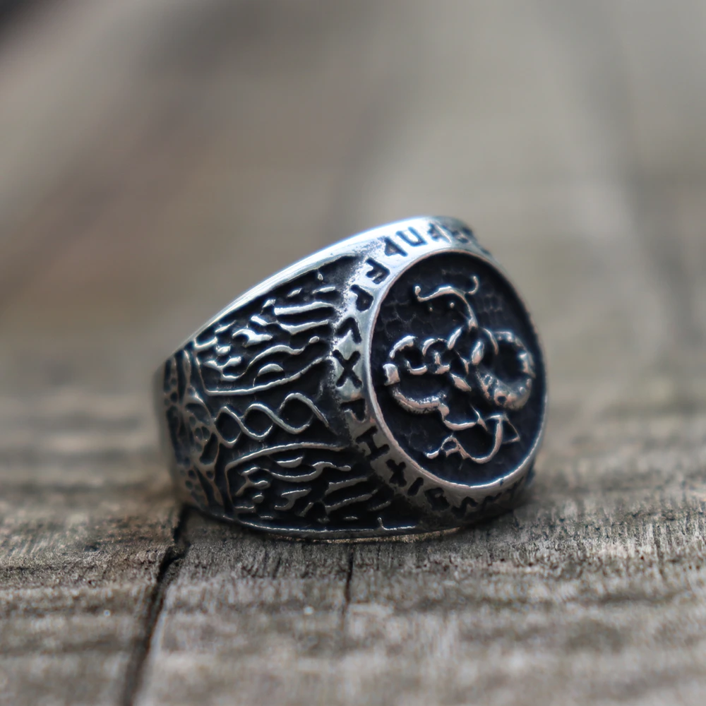 Мужское кольцо викингов EYHIMD Norse Futhark Rune Скандинавское ювелирное изделие из