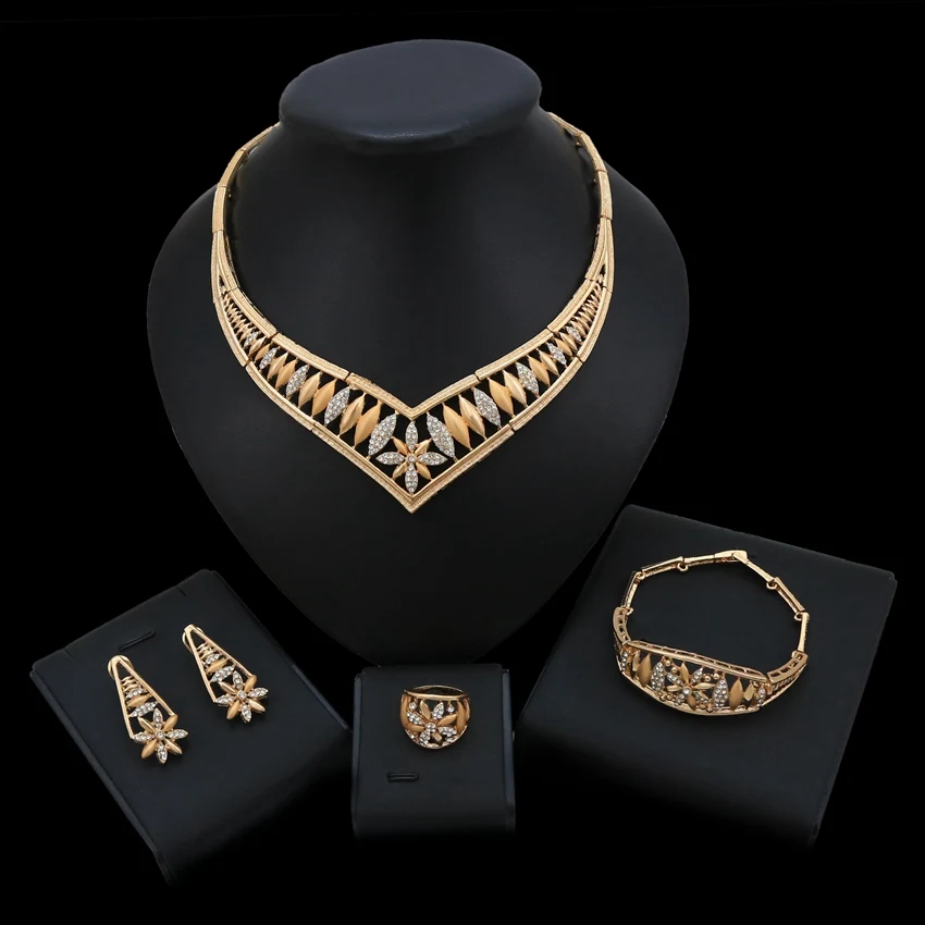 

Yulaili Jewelry Geometric Flower Jewllery Set Gold Necklace Set Online Handmade Jewelry