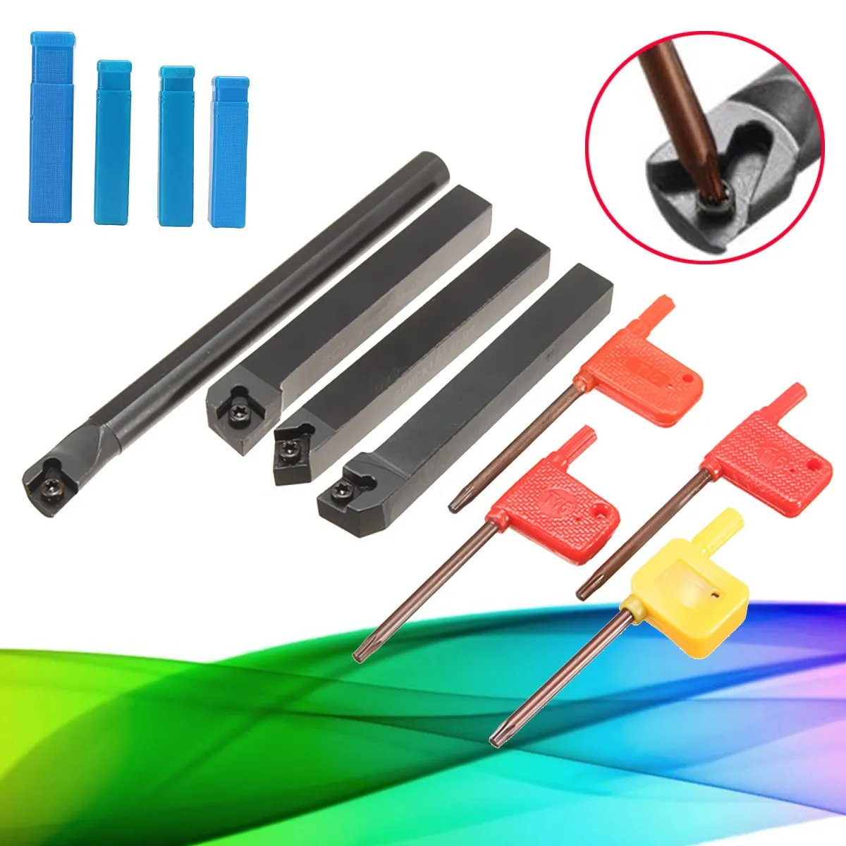 

4 Set of 12mm Lathe Turning Tool Holder Boring Bar SCLCR1212H09/SCLCL1212H09/SCMCN1212H09/S12M-SCLCR09 with Wrench for CNC Tool