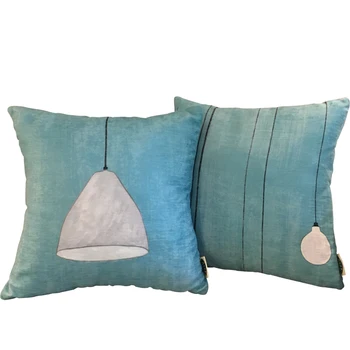 

45x45cm blue color velvet cushion cover sofa decorative light bulb pillow case lumbar pillowcase indoor home pillow covers