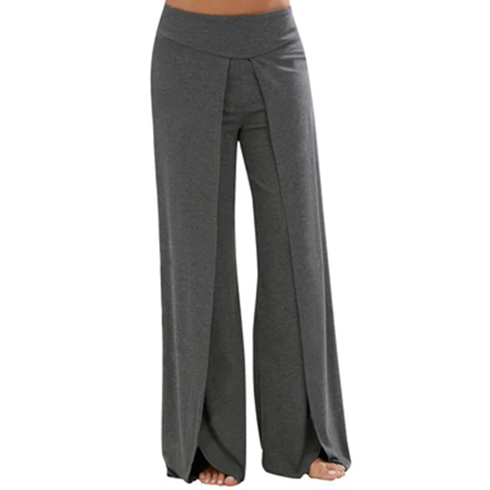 

Women Solid Color Soft Wide Leg Loose Pants Elastic Waist Casual Trousers