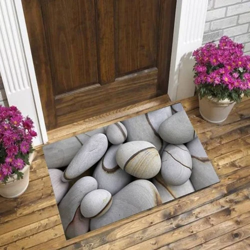 

Else Gray Stones on Brown Lines Floral Nature 3d Pattern Print Anti Slip Decorative Floor Door Mat Home Entryway Livingroom