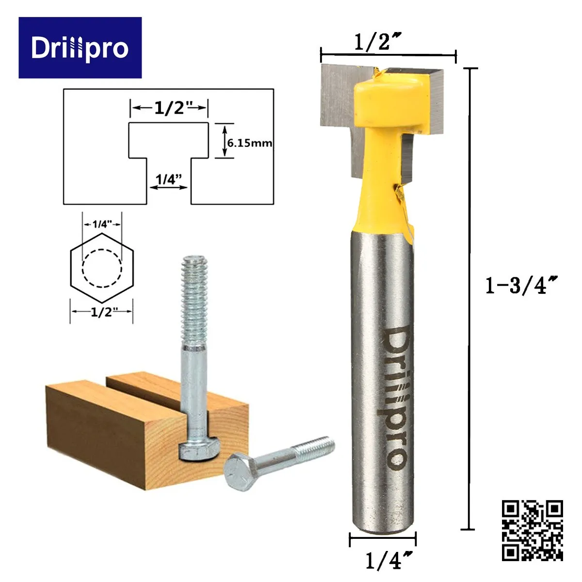  1pcs T-Slot Cutter Steel Handle Milling Router Bit for 1/2
