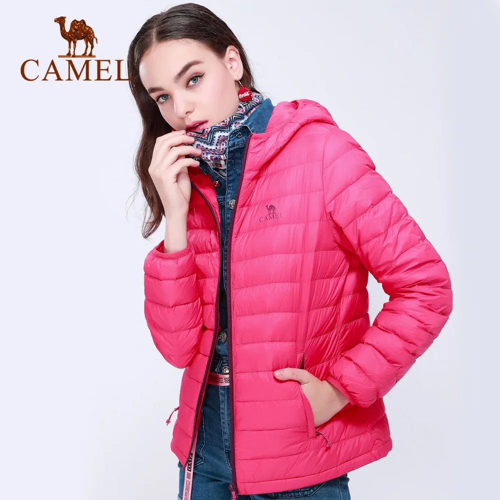 

CAMEL Women Casual Down Jacket 2018 Ultra Light Long Sleeve Coat Keep Warm Windproof Hooded Coat Solid Outwear For Ladies
