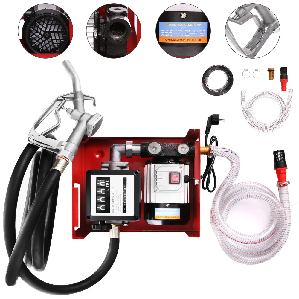 Fuel Oil Pump Self-Priming Diesel Pump with Counter Oil Pump Electric Oil Suction Pump with Fuel Nozzle Fuel Oil Pump Self-Priming Diesel Pump with Counter Oil Pump Electric Oil Suction Pump with Fuel Nozzle