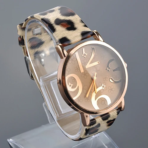Унисекс модные большие арабские цифры аналоговые искусственная кожа группа кварцевые наручные часы