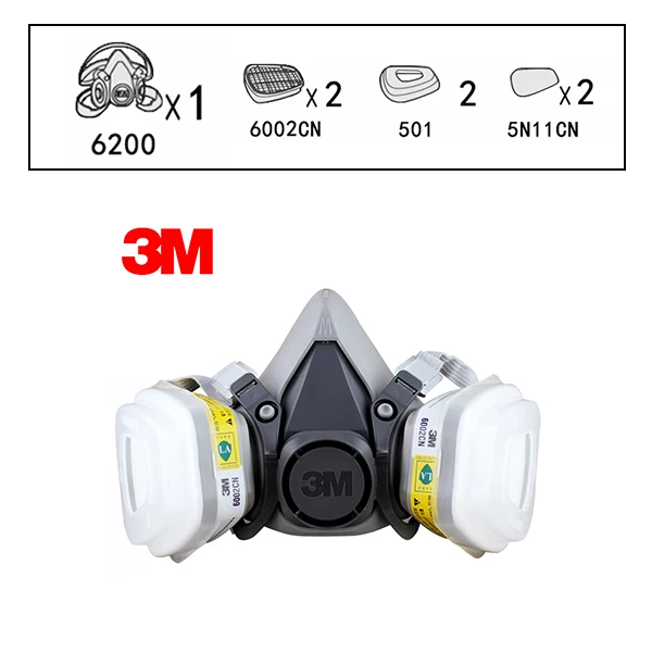 us 29 73 5 off 3m 6200 6002 half facepiece reusable respirator respiratory protection niosh standard gas cartridges acid gas mask f0000 in chemical respritory protection