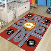 Else, красный коврик для гоночных машин, шоссейных игр, для мальчиков, с 3d рисунком, не скользит, из микрофибры, для детской комнаты, декоративный коврик, детский игровой коврик