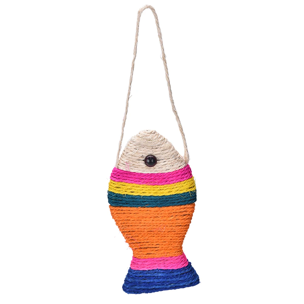 TINGHAO Fish Shaped Cat Scratching Toy Pet Scratcher Hang on Door Knob