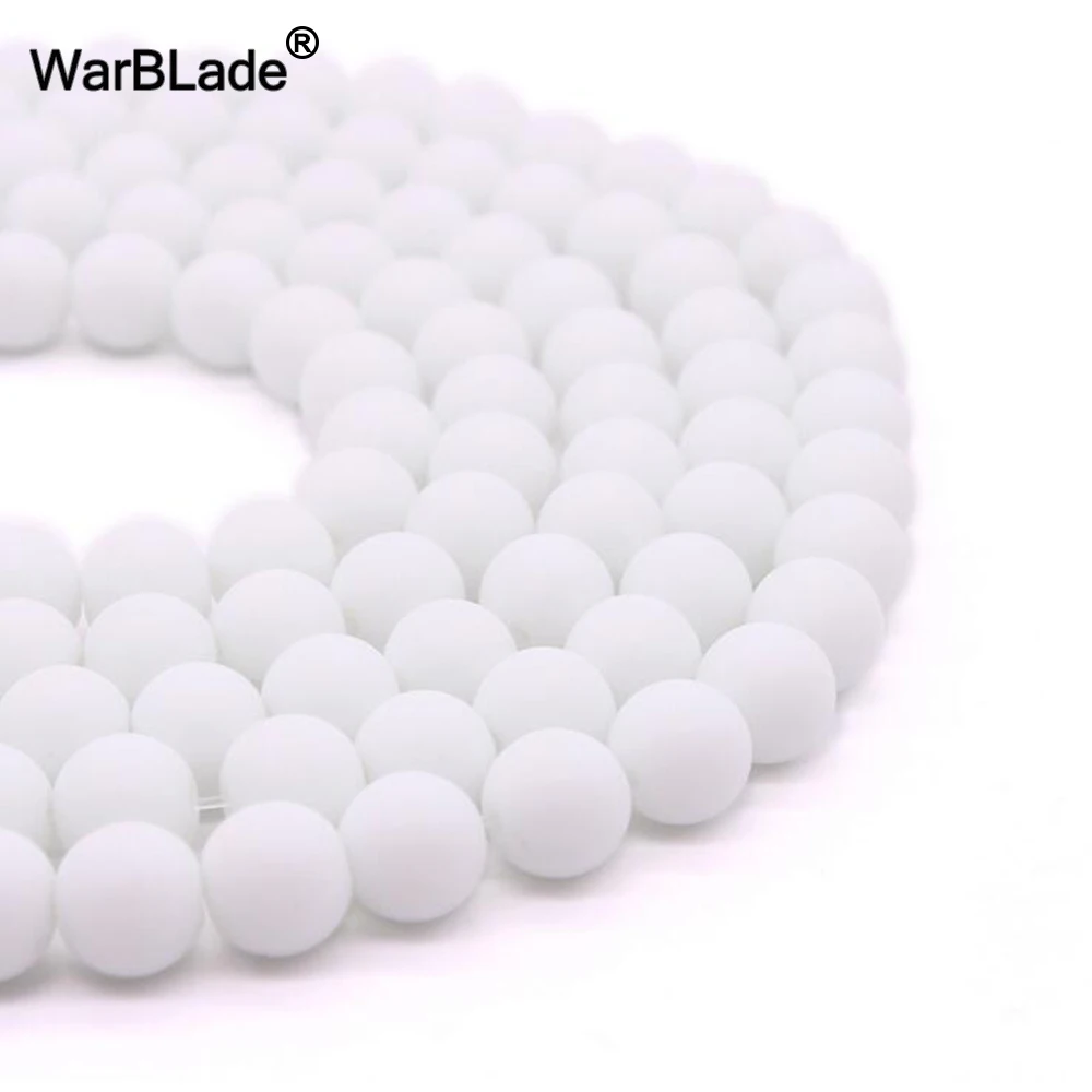 

WarBLade Natural Stone Scrub White Beads Round Loose Stone Beads 4mm 6mm 8mm 10mm 12MM For DIY Bracelet Jewelry Making