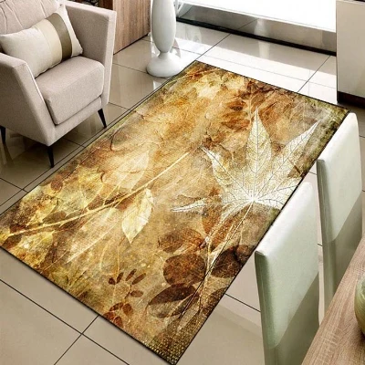 Коричневый желтый белый винтажный Цветочный 3d принт Нескользящая микрофибра Гостиная декоративный современный моющийся коврик