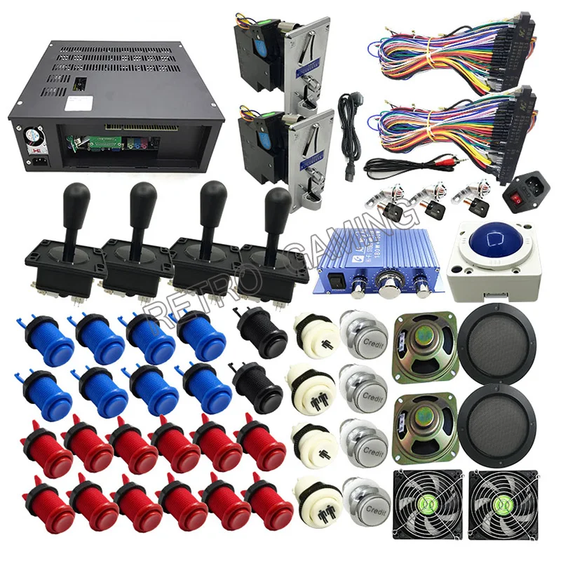US $411.49 Game King 3016 in 1 arcade box with jamma cable Happ joystick button coin selector full kit for DIY 4 players arcade cabinet