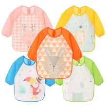 Nova chegada babadores do bebê à prova dwaterproof água criança comer roupas das crianças mangas compridas alimentação avental do bebê bandana babes