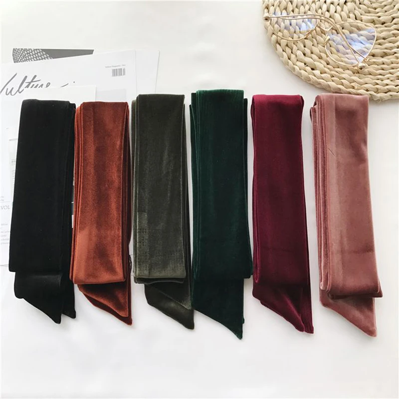 

Luna&Dolphin Women Long Scarf 200x6cm Opulent Velvet Ribbon Caramel Black Sexy Tie Scarves Belt Vintage Headbands Lady Choker