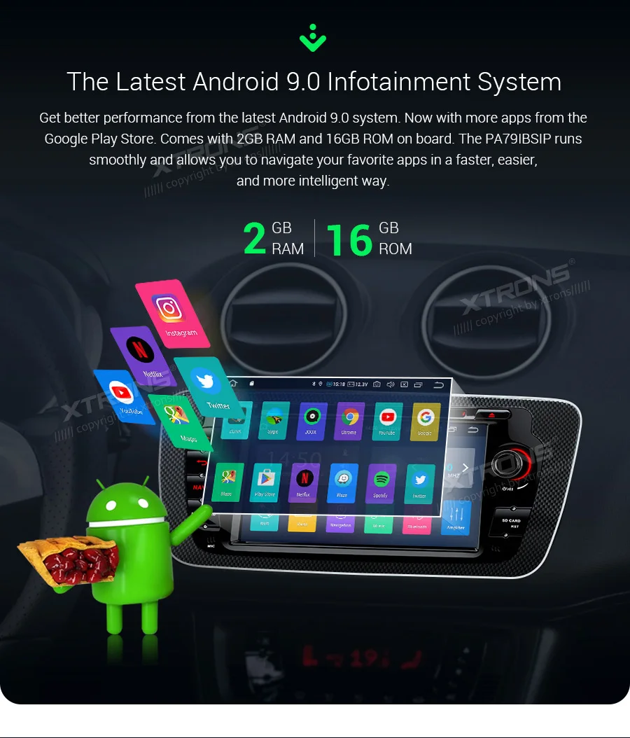 Top XTRONS 7" Android 9.0 Car DVD Player for Seat Ibiza MK4 6J Sport Coupe Ecomotive Cupra 2009 2010 2011 2012 2013 Radio GPS WIFI 4