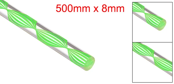 Uxcell 1 шт. 8 мм x 500 мм светильник фиолетовый/темно-синий/желтый/зеленый/розовый/темно-фиолетовый прямой/Спиральная линия акриловый Оргстекло круглый стержень - Цвет: Green Spiral