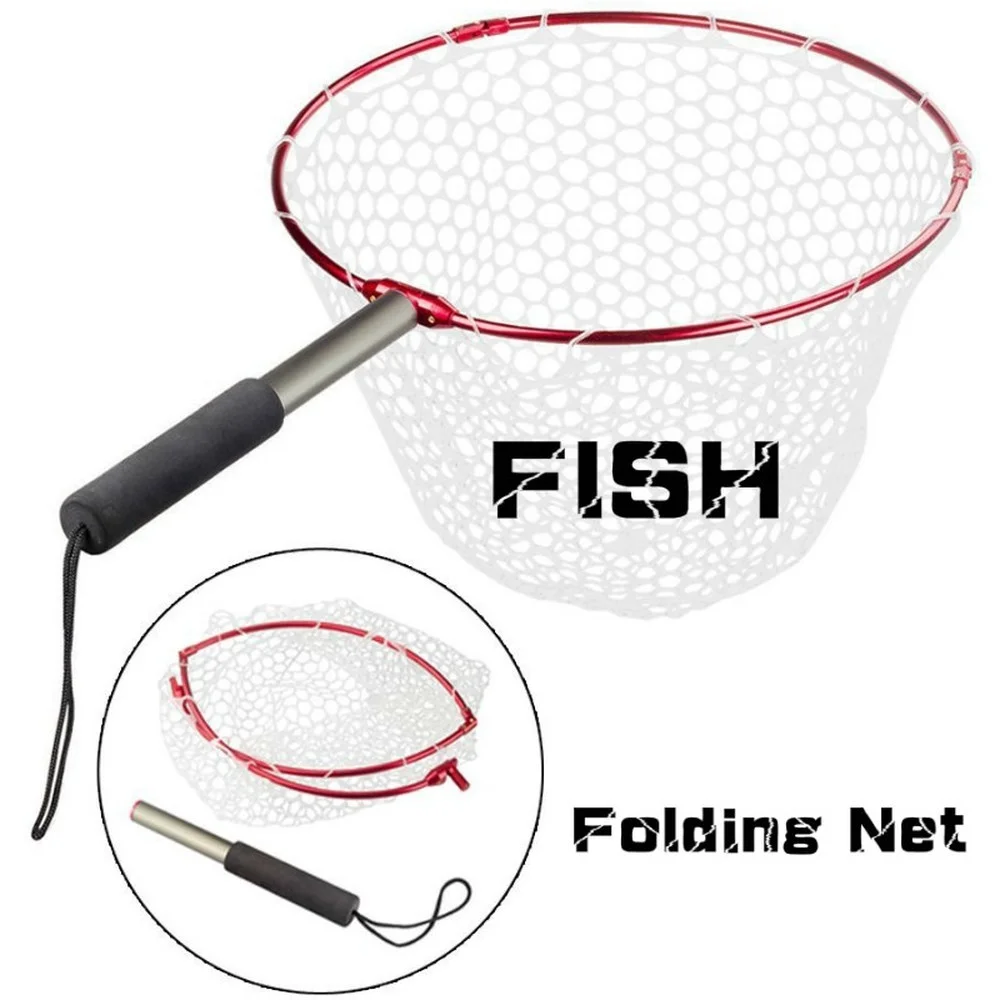 

Mesh Fly Fishing Net with Aluminum Alloy Soft Rubber Mesh Trout Catch And Release Landing Net for Fly Fishing Tools