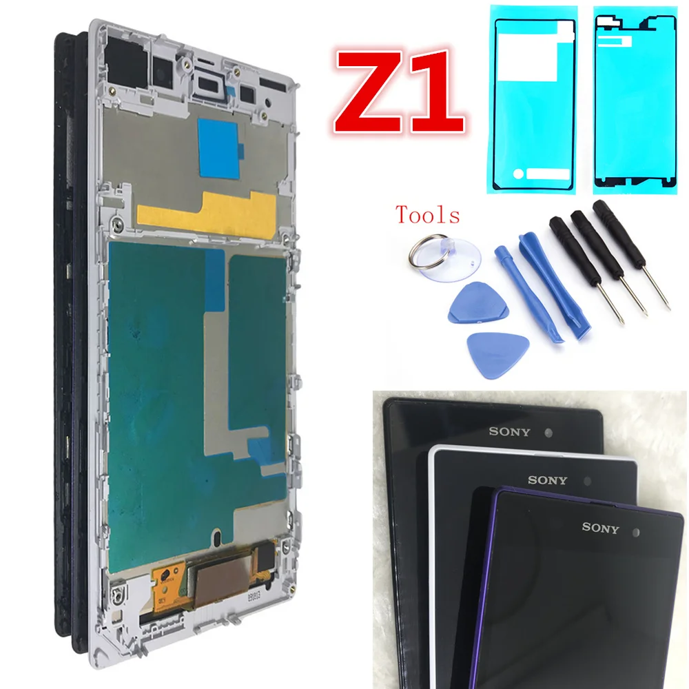 

For 5.0" Sony Z1 L39H LCD Display Touch Screen Digitizer Assembly with frame C6902 C6906 C6903 Display Replacement SONY Z1 LCD