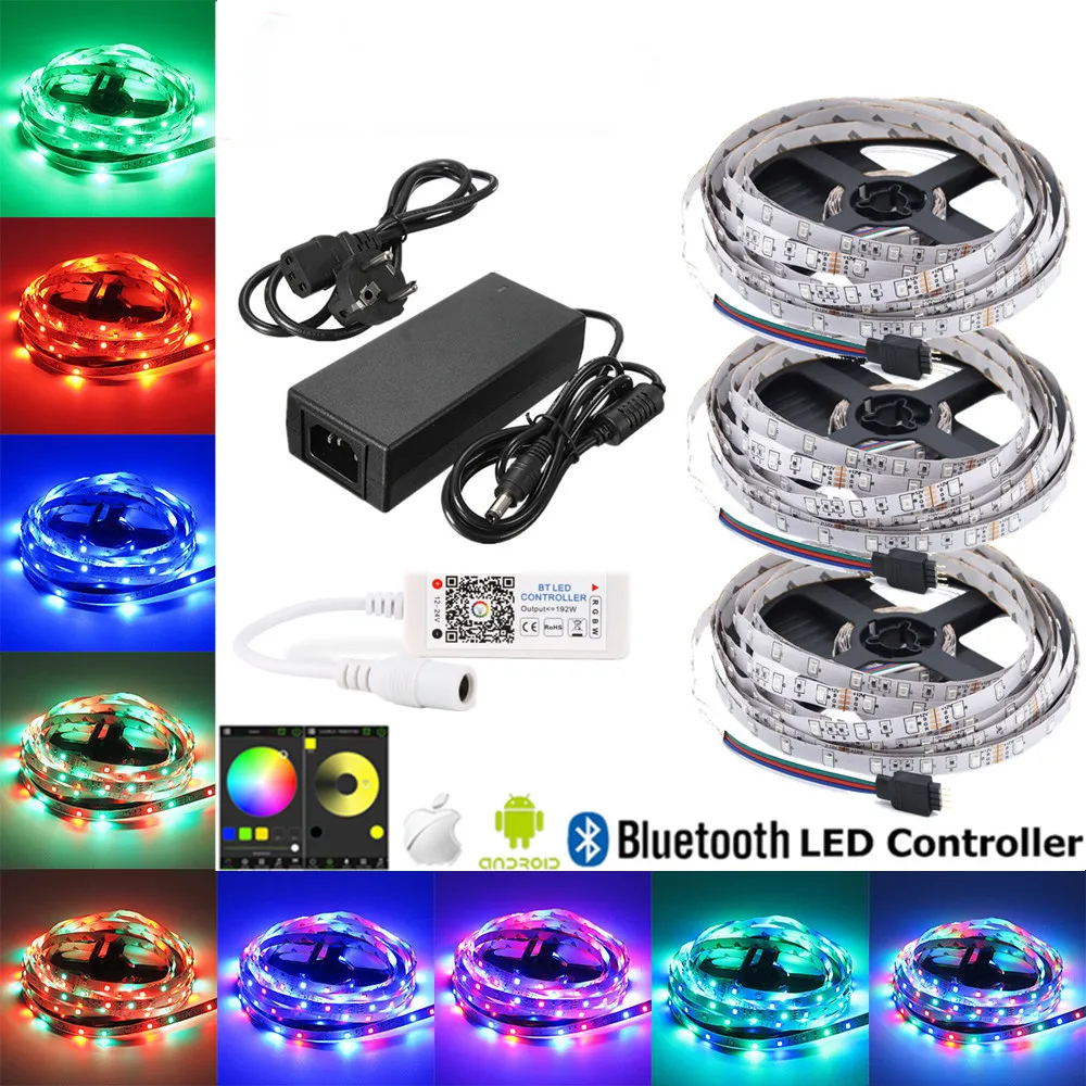 FDIK Светодиодные ленты SMD2835 5050 Bluetooth RGB полосы света 12 В IP20 IP65 Водонепроницаемый Felxible лента работа с IOS Android Системы