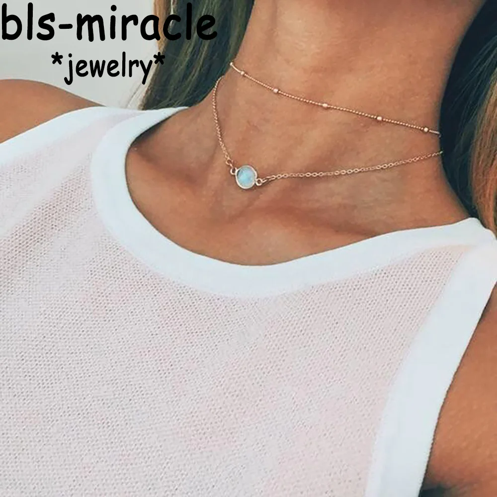 Женское Двухслойное ожерелье Bls miracle Boho из сплава с инкрустированным стеклом 2017