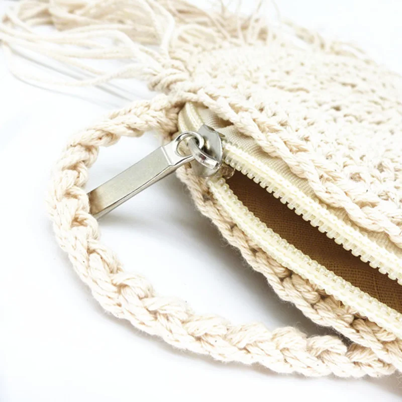 Women Circle Straw Bags Summer Beach Tassel Female INS Popular Shoulder Bag Lady Casual Handmade Weave Round Crossbody SS3108 (8)