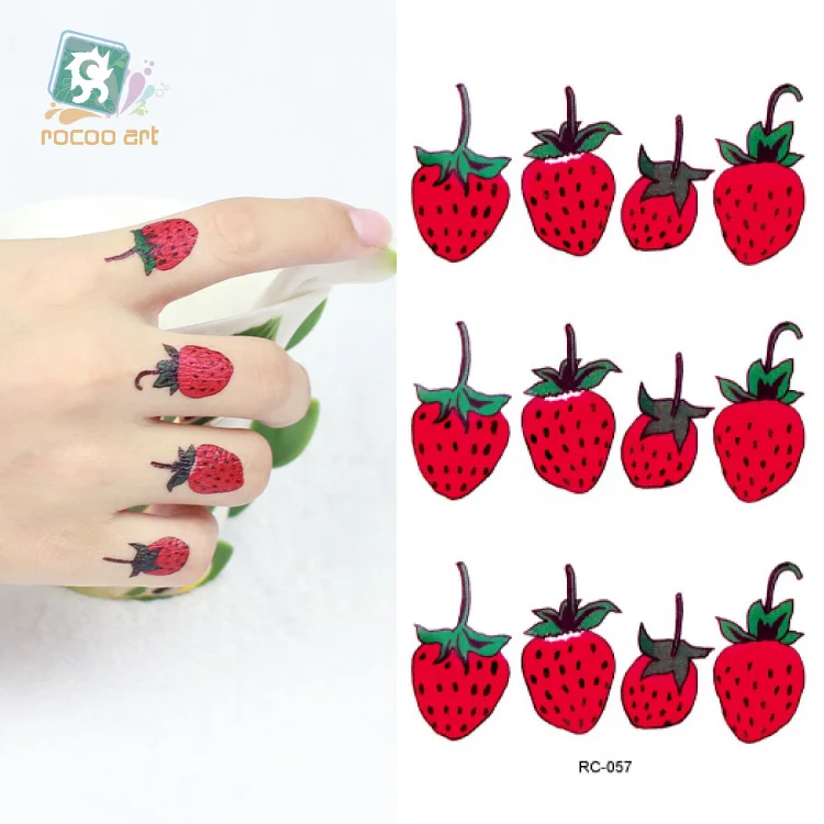 

RC-057/Newest 2016 Kids Disposable Waterproof Fake Tattoo Transfer Temporary Fruit Cherry Watermelon Tattoos On Hands Fingers