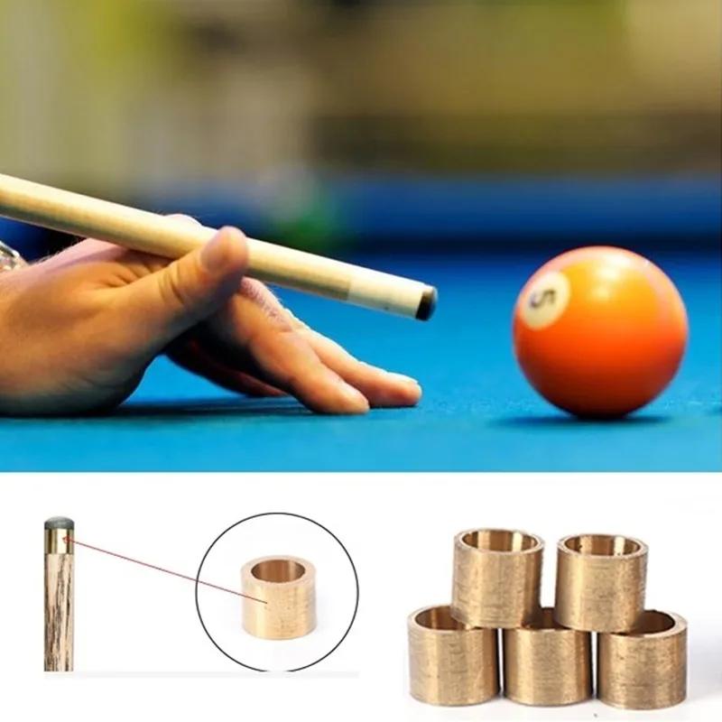 

5pcs 9mm/10mm Snooker Brass Copper Cue Ferrules Pool Snooker Billiard Cue Tip Ferrule Brass Ring Screw on Tip Replacement Tool