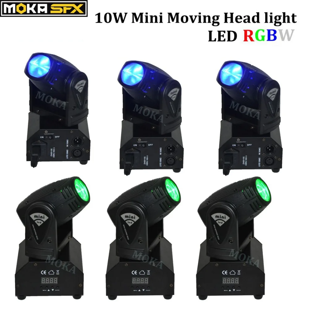 

6pcs 10W Mini Moving Head Lights RGWBW LED Beam Moving Head Lamp LED for Nightclub Wedding Christmas Stage Party Decorations