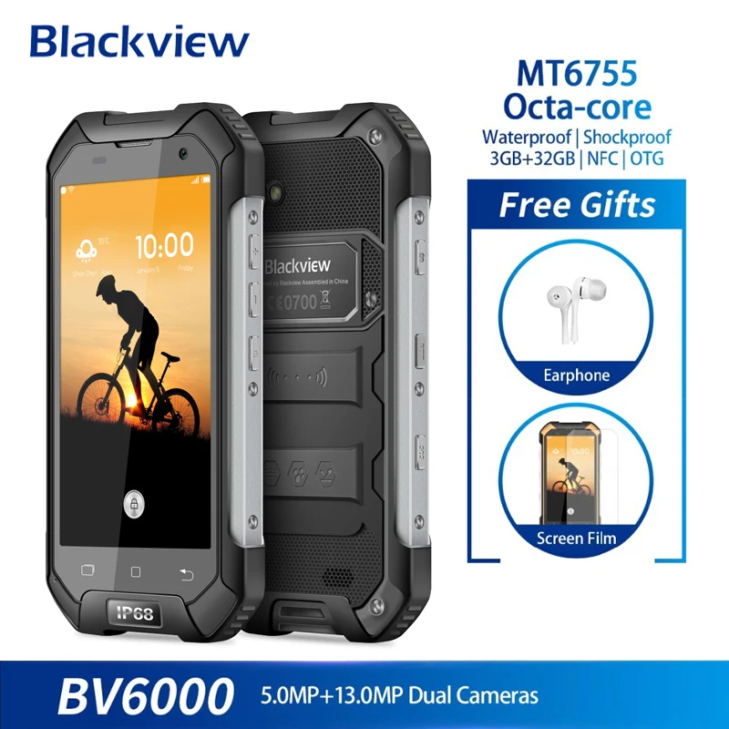 Blackview BV6000 4,7 "Смартфон Android 6,0 3g + 32G IP68 водонепроницаемый мобильный телефон MTK6755 Восьмиядерный 13MP NFC 4500mAh 4G мобильный телефон