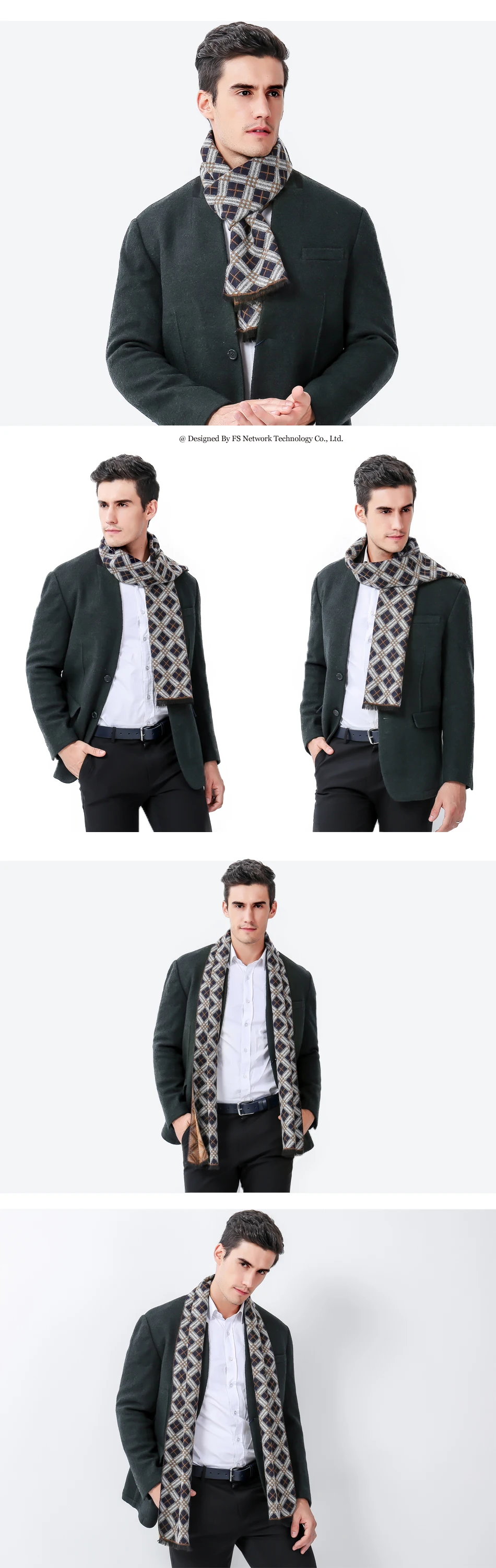 male scarf FS Winter Warm Scarves For Men Tartan Plaid Scarf Luxury Brand Designer Cashmere Wool Man 2018 Fashion Business Long Soft Shawl mens dress scarf