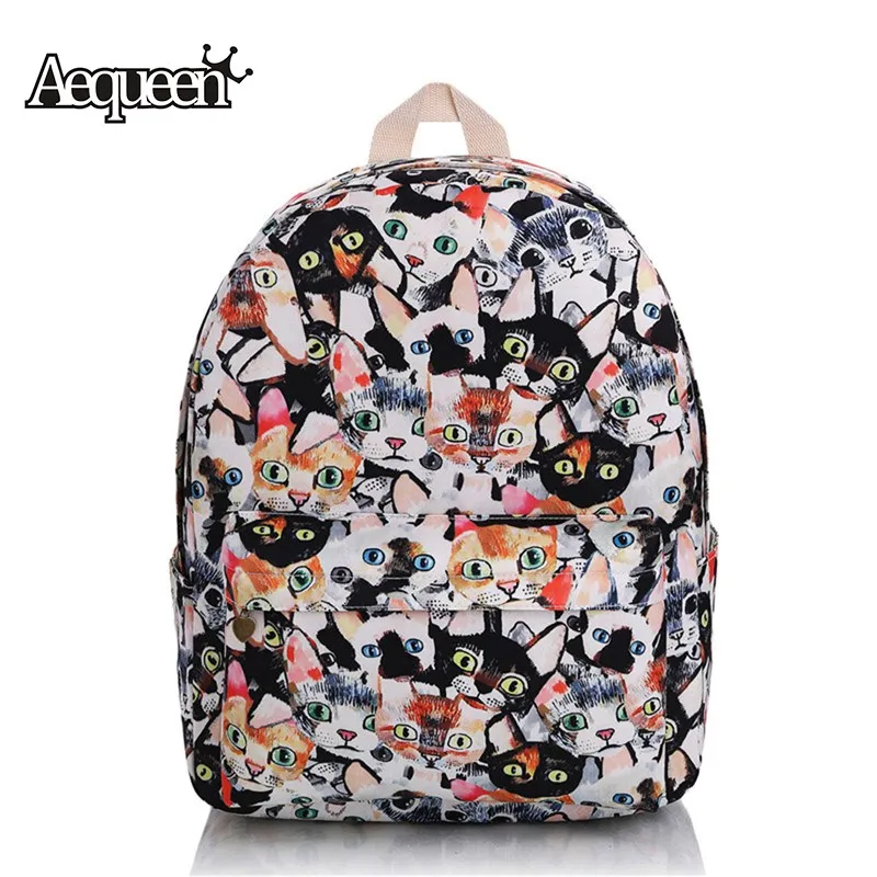 AEQUEEN Cute Cat Backpacks Canvas Schoolbags For Teenager Student Mochila Traveling Daypack Women Shoulder Bookbag Girls Cartoon bookbags-for-girls : image AEQUEEN Cute Cat Backpacks Canvas Schoolbags For Teenager Student Mochila Traveling Daypack Women Shoulder Bookbag Girls Cartoon bookbags-for-girls