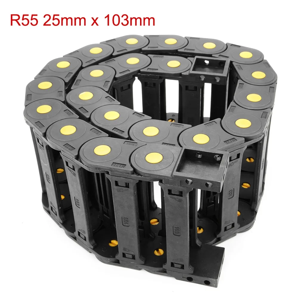 

UXCELL R55 25 x 103 mm Plastic Open Type Cable Wire Carrier Drag Chain 1M Length For CNC Black Transmission Chains Power Parts