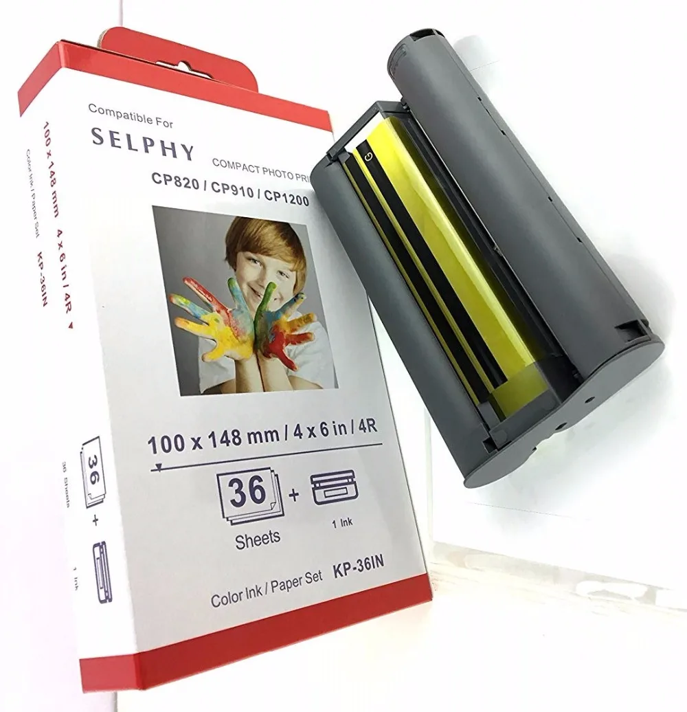 

Compatible KP-36IN Color Ink Paper Set Work For Selphy CP800 CP810 CP820 CP900 CP910 CP1200 Printer 36 sheets Paper+1 Ink Ribbon