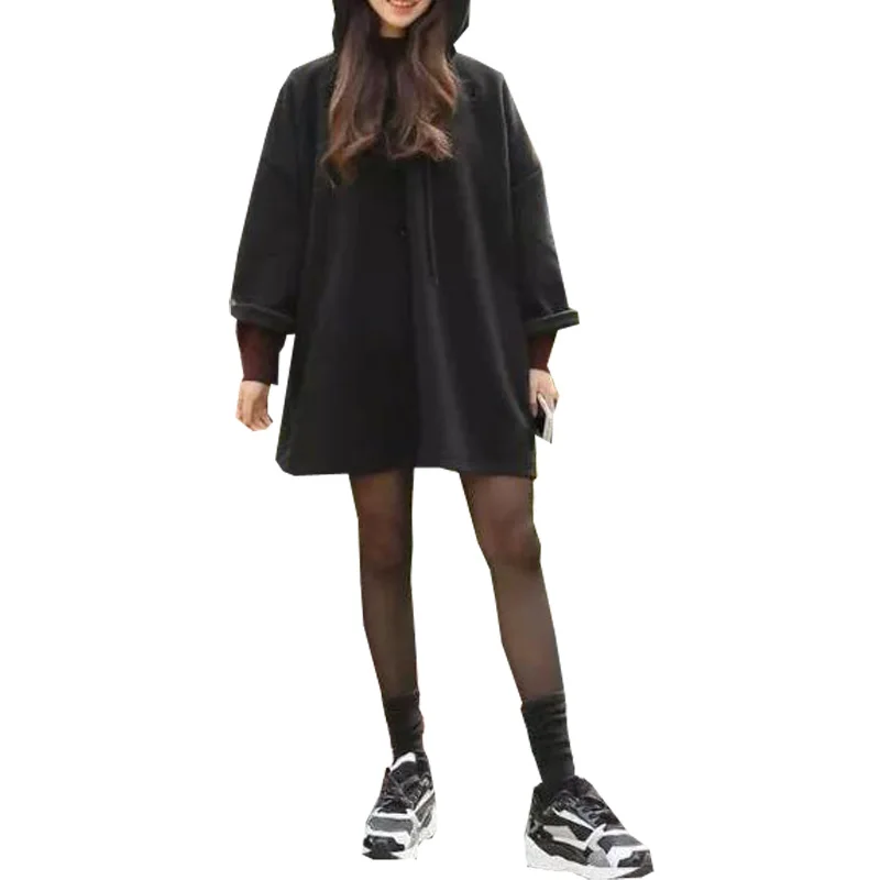 Kate Kasin Solid Long Sleeve Hooded 2017 Casual Pullover