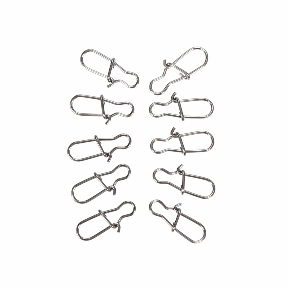 

00#/0#/1#/2#/4#/5#/6# 100pcs High Quality Safety Snap Fishing Hooks Connector Stainless Steel Hook Lock Snap Swivels Solid Rings