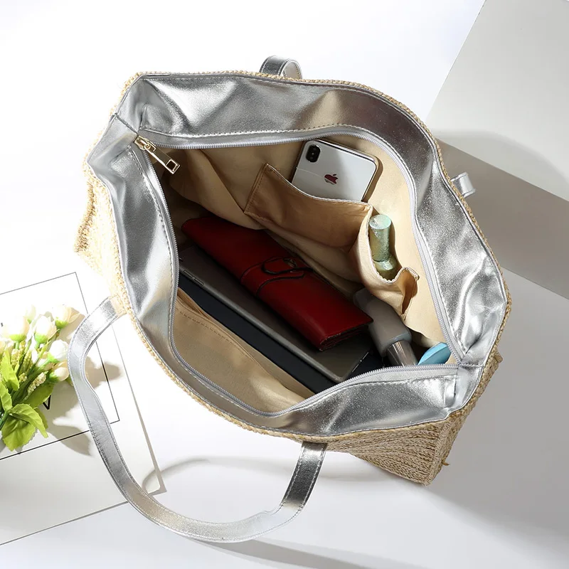 Women Summer Beach Handbag Bohemian Large Capacity Lady Straw Bags Travel Female Weave Shoulder Bag Casual Knitted Tote SS3029 (10)