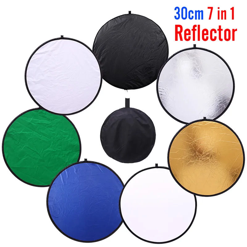 

30CM 7 IN 1 Photo Studio Round Photography Reflector Collapsible Photo Reflecotor Photographic Lighting Reflector Drop Ship