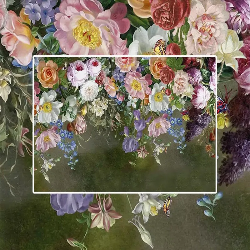 Hand-painted rose TV background wall custom high-end mural factory wholesale wallpaper mural photo wall Hand-painted rose TV background wall custom high-end mural factory wholesale wallpaper mural photo wall