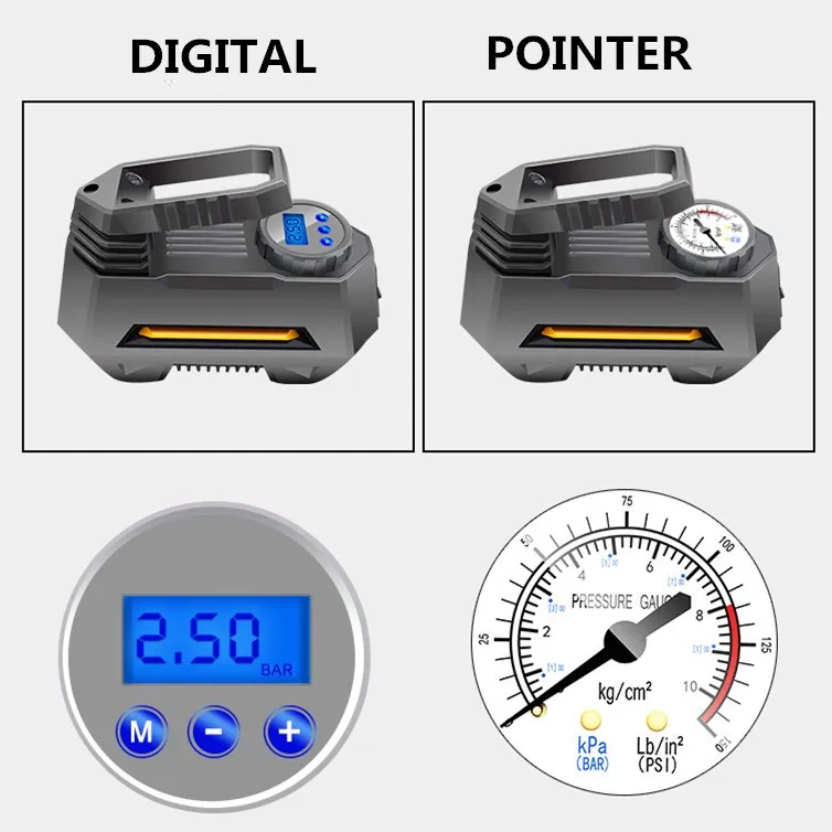 Автомобильный воздушный компрессор Портативный шин насоса, 12V 150 PSI Авто Цифровой Электрический аварийный воздушный компрессор насос для автомобиля, грузовика