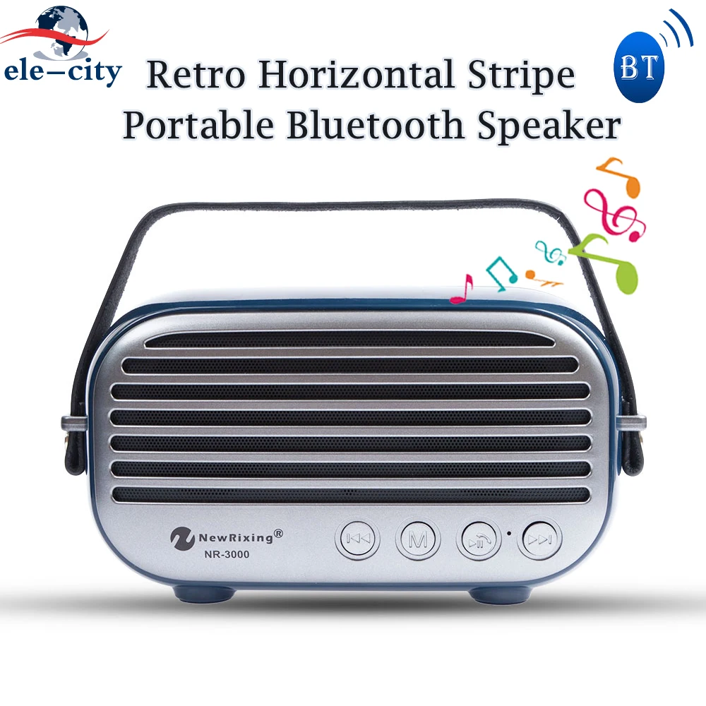 

2018 Portable Bluetooth Wireless Stereo Speaker Retro Horizontal Stripe HIFI 3D Loudspeakers Hands-free TF Radio AUX for phones