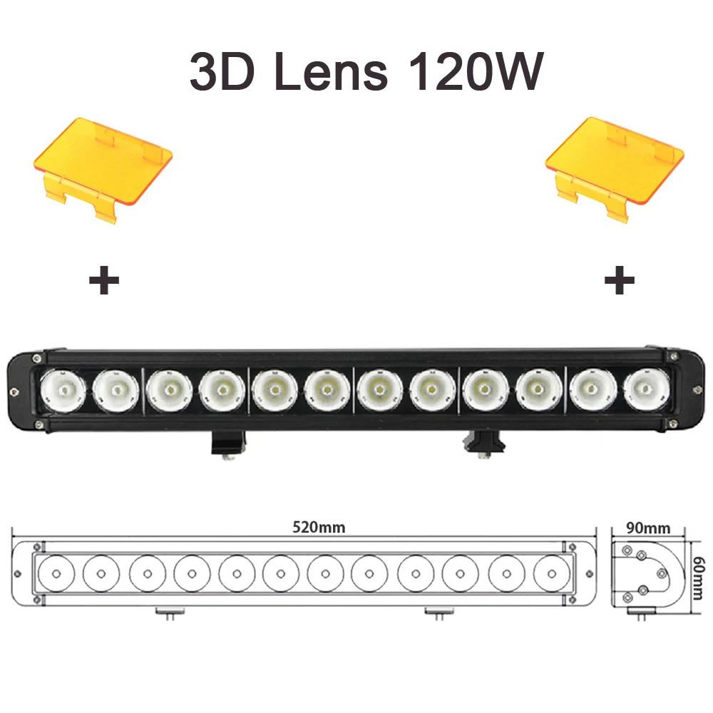 Янтарь в один ряд Светодиодный светильник бар пятно Наводнение Combo Луч для 4x4 внедорожный УАЗ ATV SUV трактор грузовик лодка 12 в 24 В вождения Barr светильник s - Цвет: 3D 120W