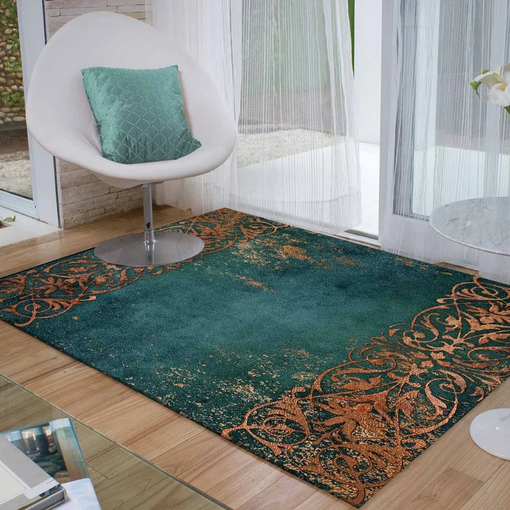 Else зеленый Пол Коричневый персидский турецкий цветочный 3d принт Нескользящая микрофибра для гостиной декоративный современный моющийся коврик