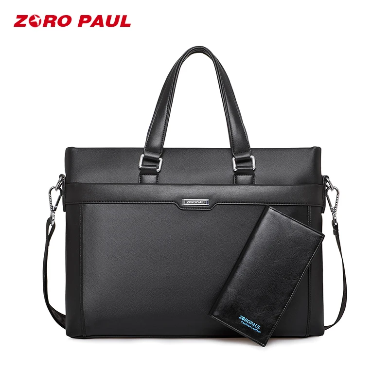 

ZORO PAUL Men's Business Briefcase Handbag Leather Laptop Office Bag Briefcase Men Shoulder Bag Male Messenger Bags ZR2302-4