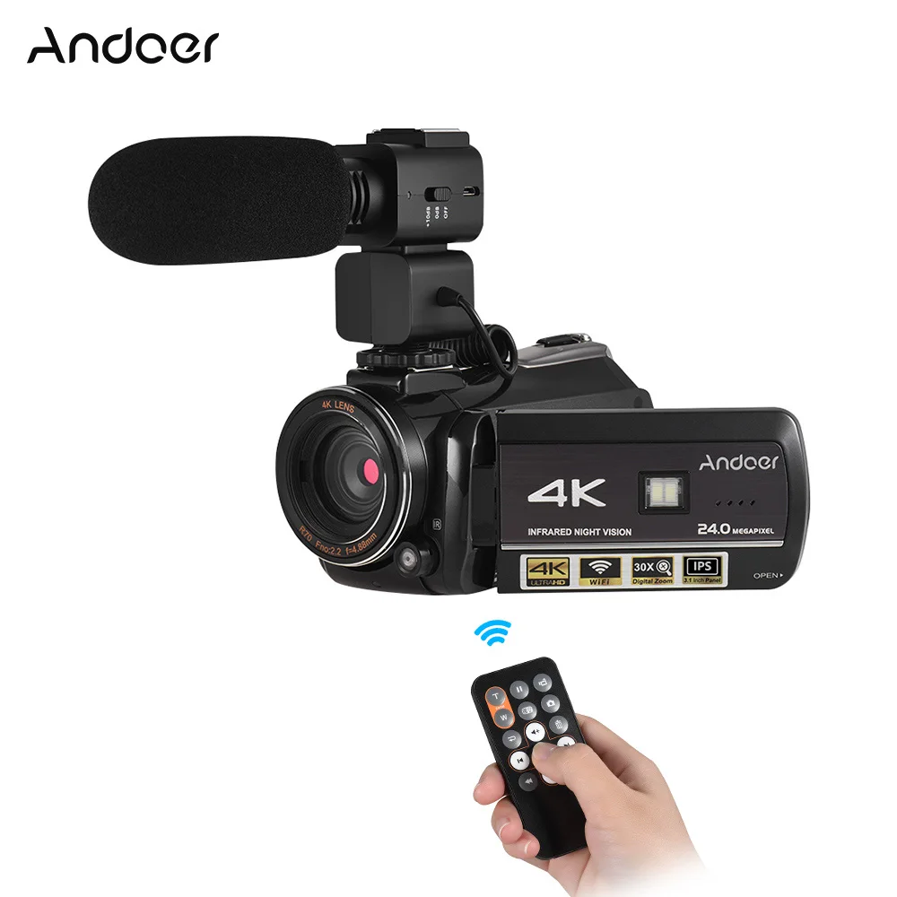Andoer 4K UHD 24MP Home Portable Video Camera Camcorder 30X Zoom WiFi