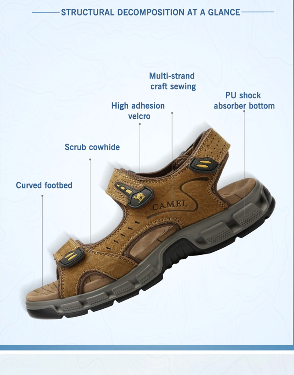 CAMEL/Новинка; летние мужские сандалии; пляжная обувь; модная дышащая мужская повседневная обувь из натуральной кожи; sandalias hombre