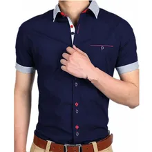 Летняя мужская рубашка с коротким рукавом Повседневная мода Slim Fit рубашки воротник с лацканами черный белый синий рубашки Masculina Новые мужские топы